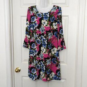 Tommy Hilfiger Women's Floral Bell Sleeve Shift Midi Dress Multicolor Size 8